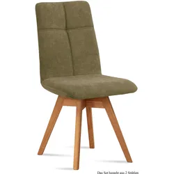 ESSZIMMERSTUHL drehbar (2er-Set) Dorea 47x92x60 Eiche geölt/Olivgrün