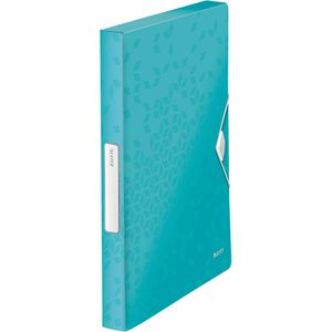 Leitz Heftbox WOW, 4629-00-51, aus Kunststoff, A4, 3 cm Füllhöhe, eisblau, Verschluss seitlich mit Gummizug