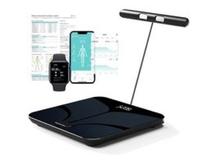 Balance Pèse Personne Connectée Avec 8 Électrodes Panneau ITO 28 Données Corporelle pour Andriod et iOS Max. 180kg/400lb/28st
