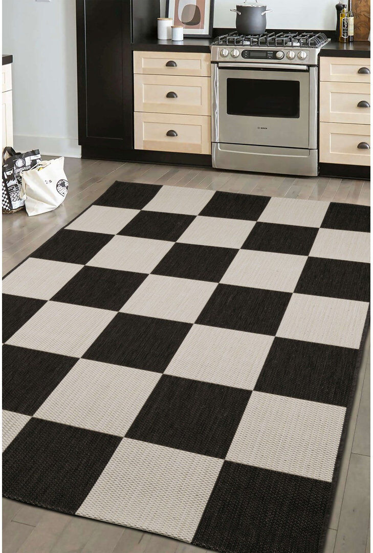 17 Stories COUNTY CHEQUER BLACK 120/170cm Green Rectangle 160 x 230 cm