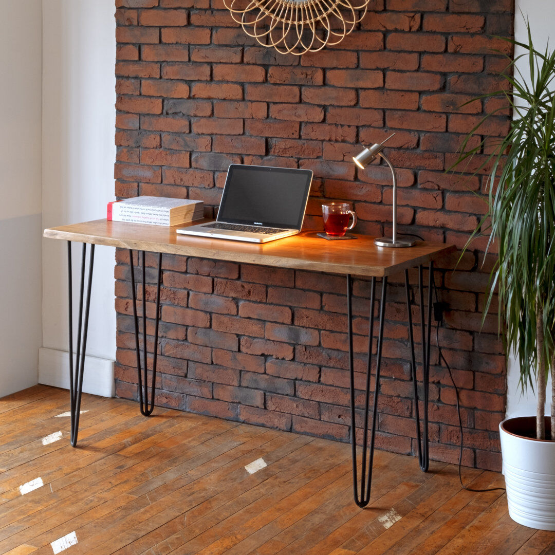 Borough Wharf Hallinan Solid Wood Writing Desk Brown 77cm H X 120cm W X 55cm D