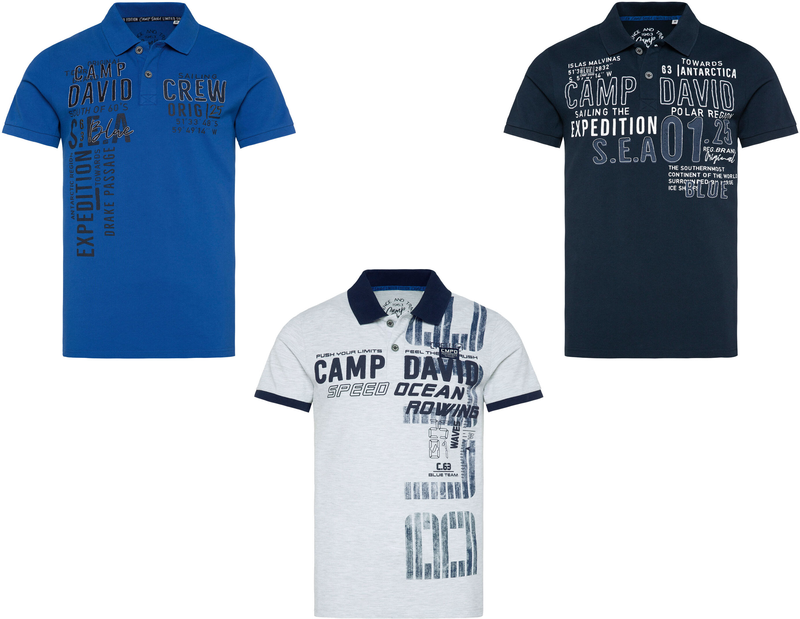 CAMP DAVID Herren Poloshirt mit Druck