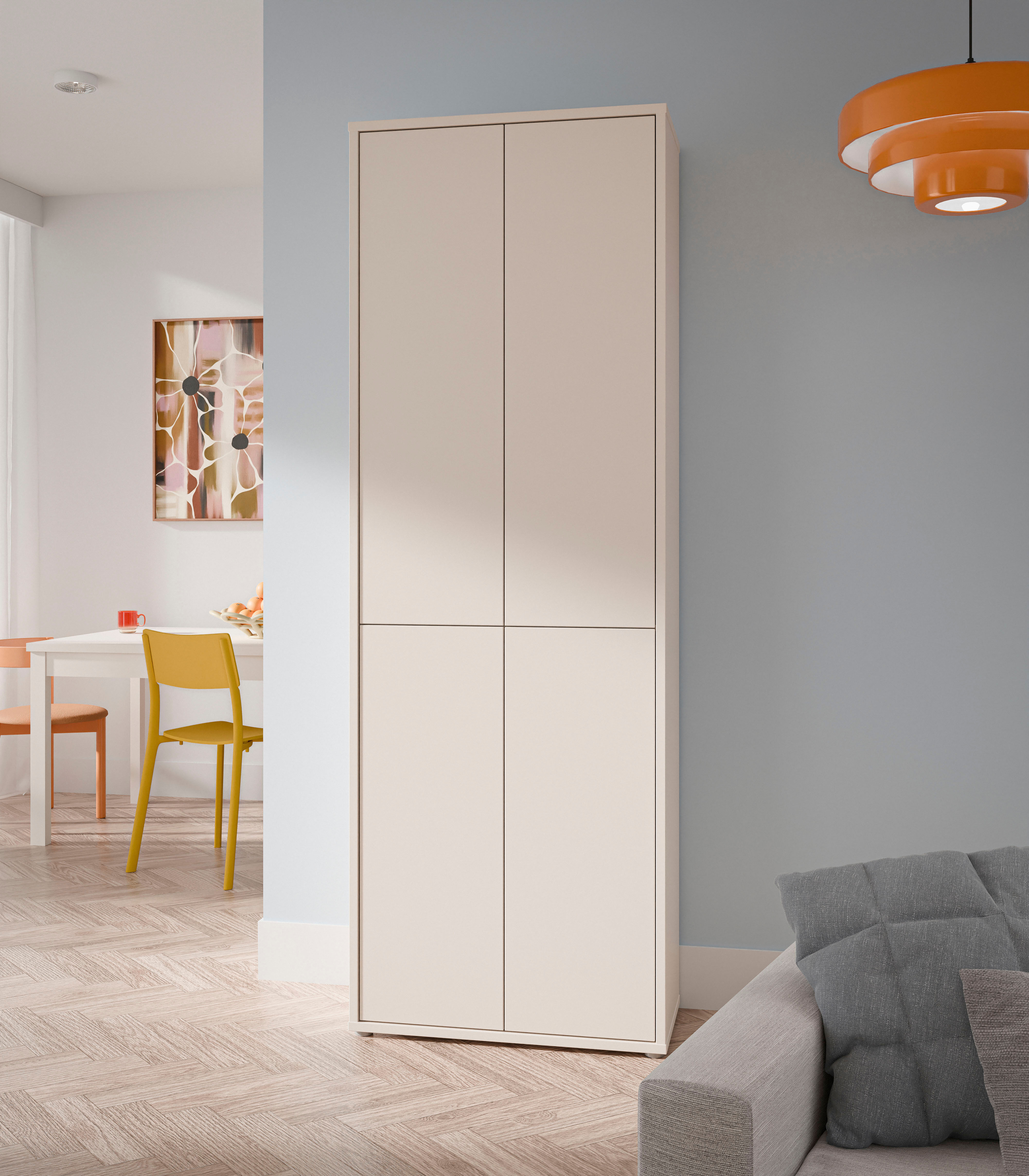 Mehrzweckschrank FORTE "Alice Springs Mehrzweckschrank, verschiedene Ausführungen, Grifflos", beige (kashmir beige), B:74,5cm H:214,3cm T:34,9cm, Holzwerkstoff, Schränke, Mehrzweckschrank, Grifflos, Push to Open kashmir beige Kashmir Beige, B/H/T: 74,5cm 