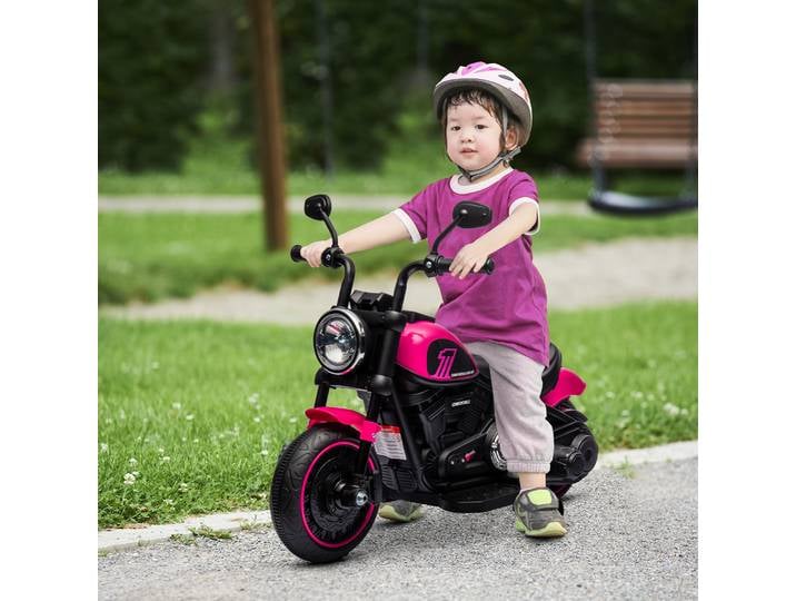 HOMCOM Moto Électrique Enfants 6V Rose avec LED et Roues