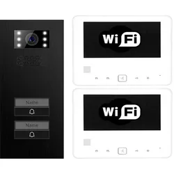 2-Familienhaus WLAN & App gesteuerte Türsprechanlage Türstation XD-2 Premium Black Steel + 2x Monitor XD-7 IP-BUS Technologie