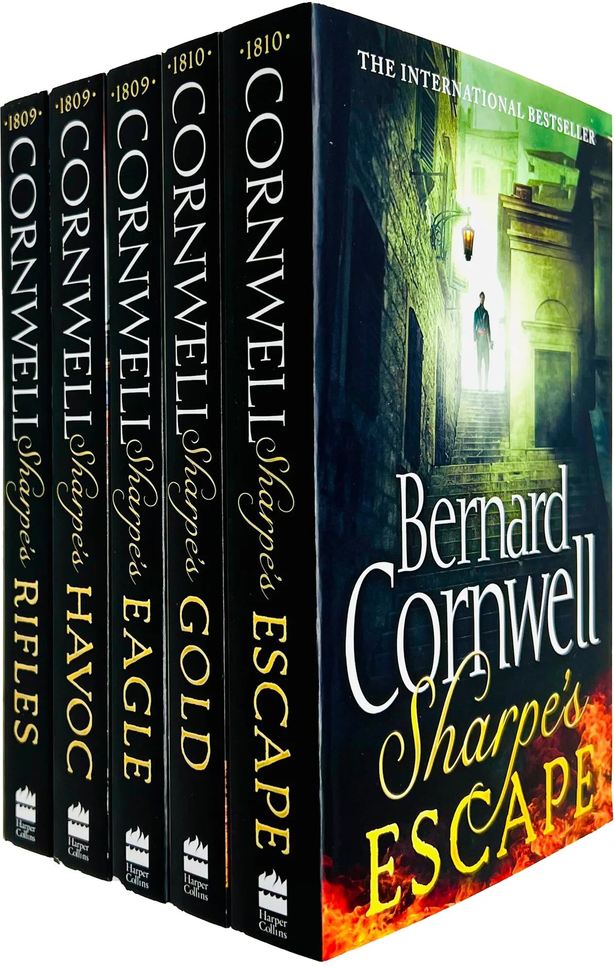 HarperCollins Sharpe Series Collection Books 6-10 by Bernard Cornwell - Rifles, Havoc, Eagle, Gold, Escape - Paperback Historical Fiction Set