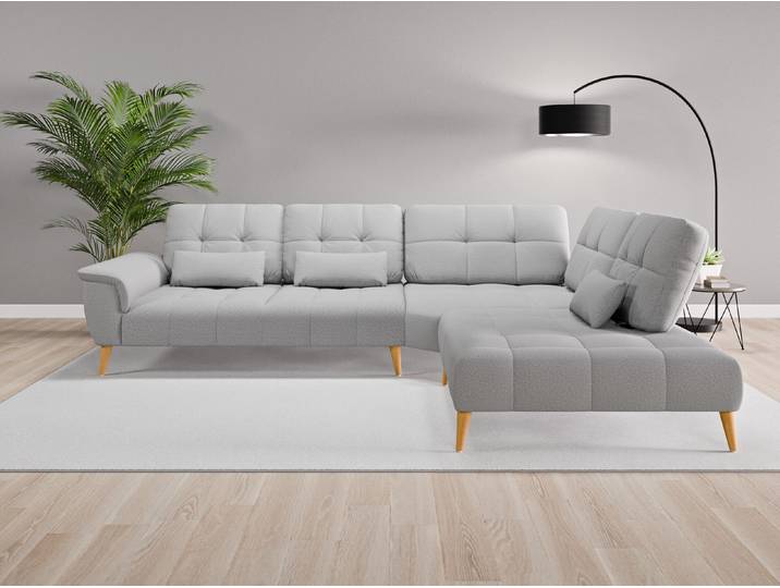 Ecksofa Tokio Nr. 3 rechts - Grau (Lichtgrau) - Softwolle