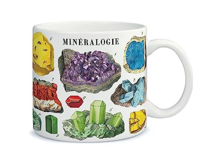 Cavallini, vintage Becher, Kaffeebecher, Keramikbecher Motiv Mineralien
