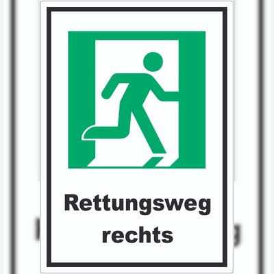 HB-Druck Rettungsweg rechts Aufkleber A2 (420x594mm)