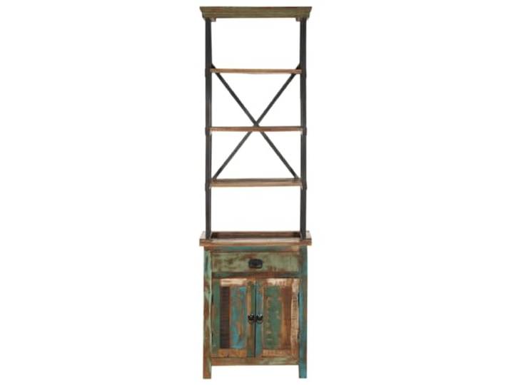 KKgypkn Highboard 55x30x180 cm Massiv Altholz Handgefertigt, Viel Stauraum, Schublade Und Ablagen, Mit Wandhalterung