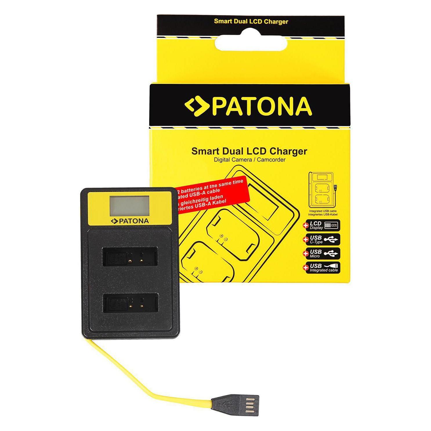 Patona Ladegerät Smart Dual LCD USB Canon Akku NB-13L (Kamera Akku Ladegerät) (141671)