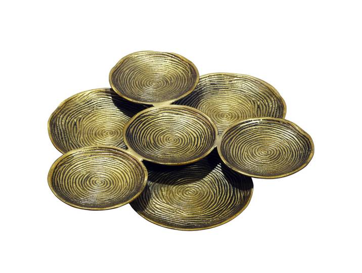 Livetastic Dekoschale, Goldfarben, Metall, rund, 44x4x44 cm, handgemacht, Dekoration, Dekoschalen