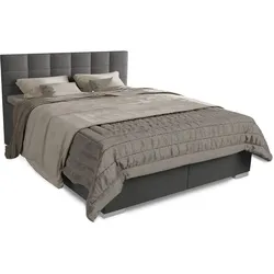 Juskys Boxspringbett Seattle 180x200cm - weicher Malmo-Stoff, komfortable Einstiegshöhe - Hellgrau