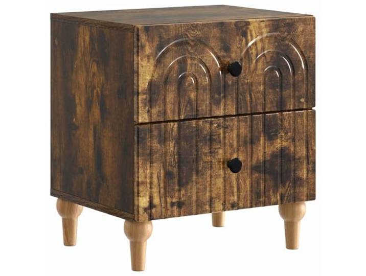 KUPTYERFG Nachttisch Geräucherte Eiche 43x34,5x48 cm 2 Schubladen Kompakter Beistelltisch für Schlafzimmer und Wohnzimmer mit 2 schlichten Schubladen für ordentliche Aufbewahrung.