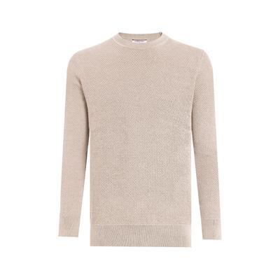 Rundhalspullover FELIX HARDY "Pullover mit Rundhalsausschnitt", Herren, Gr. XXL, beige, 100% Baumwolle, Rundhals, Pullover Rundhalspullover
