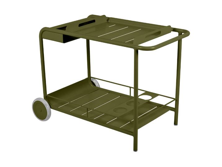Beistelltisch/Rollende Bar, Aluminium, 49×67 cm, Wetterbeständig, Modern, Fermob LUXEMBOURG
