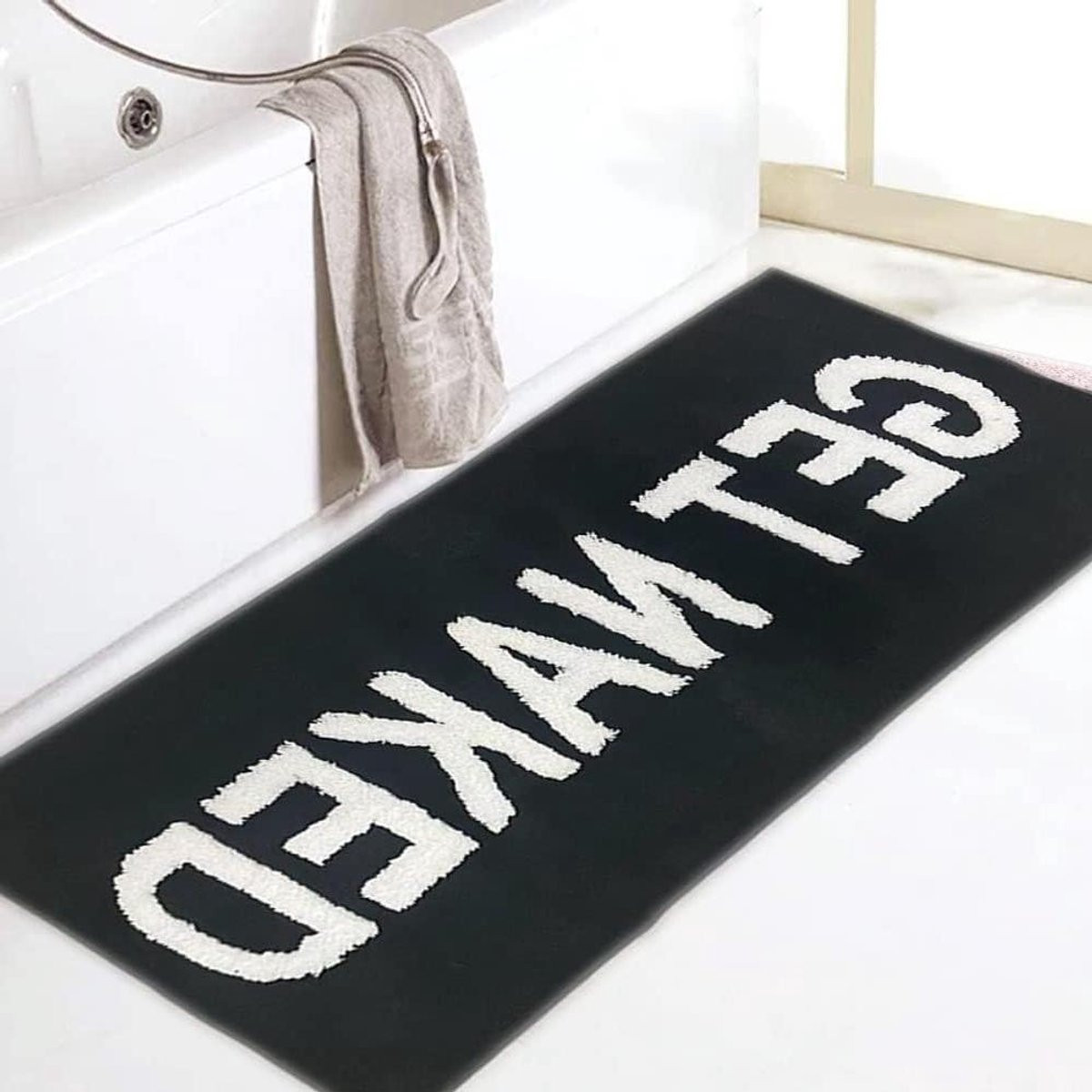 Zachte microvezel badmat voor badkamer decoratie - Zwart - 45 x 119 cm