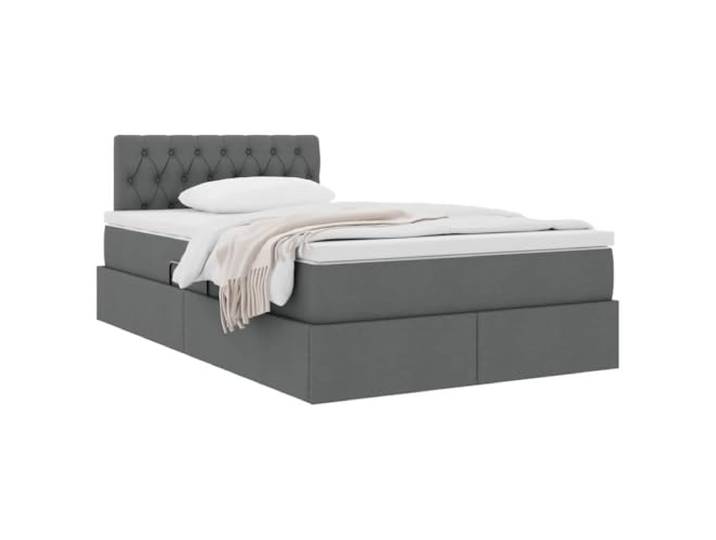 KTHLBRH Boxspringbett dunkelgrau 120 x 200 cm mit Matratze Minimales Design, stabiler Rahmen, Hebemechanismus, extra Stauraum