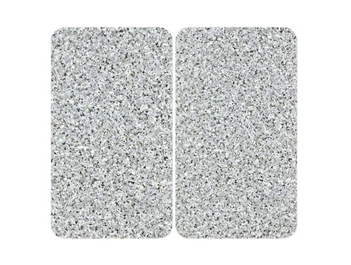 WENKO Herdabdeckplatte Universal Mod. Granit, höhenverstellbar für alle Herdarten, Schneidebrett und Spritzschutz, Glas, 30 x 52 cm, 2-teilig