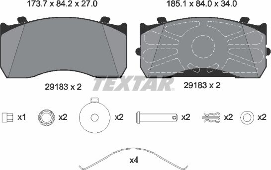 Textar Bremsbelagsatz, Scheibenbremse 2918303