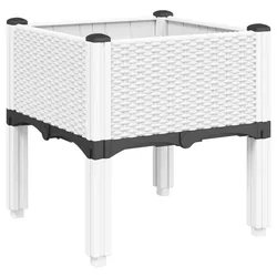 Helloshop26 - Hochbeet für Pflanzen Blumen Terrasse Garten mit Füßen 40 x 40 x 42 cm weißes PP 02_0038163