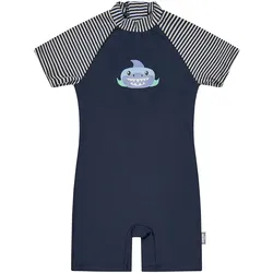 Sterntaler Schwimmanzug mit UV-Schutz kurz Ringel Hai, blau | natur, 86