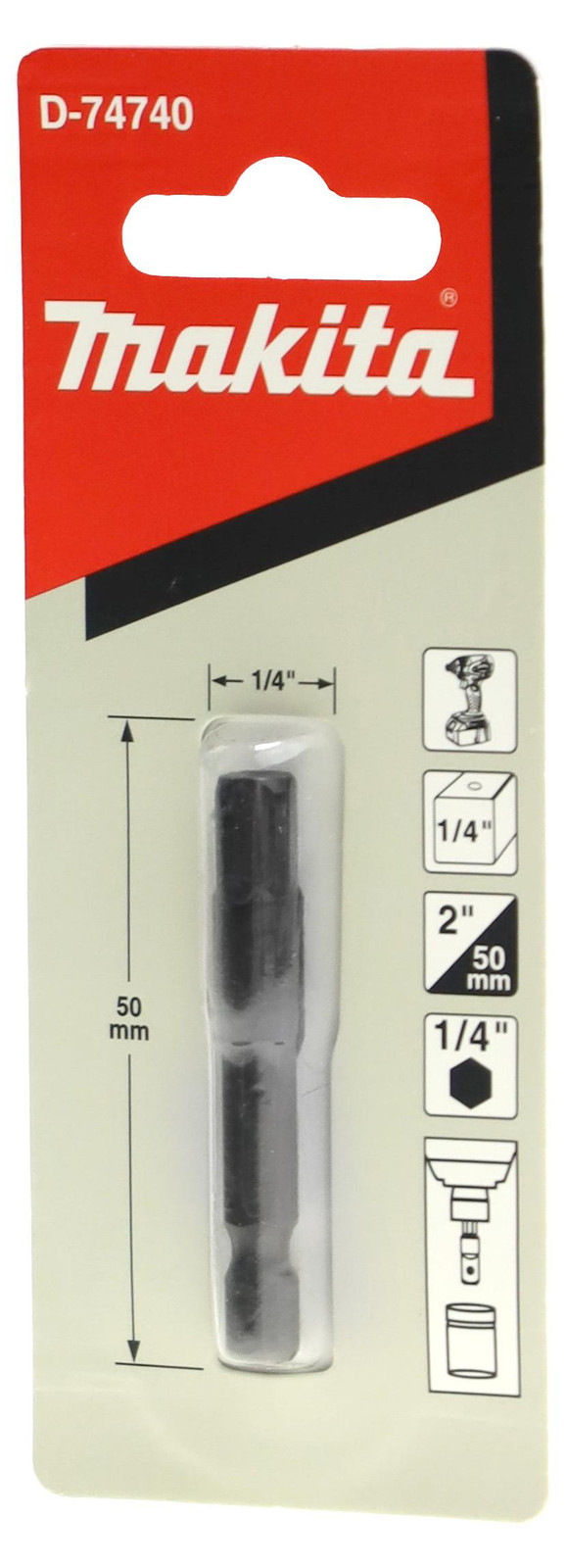 Makita adapter 50 mm, 1/4 inch zeskant