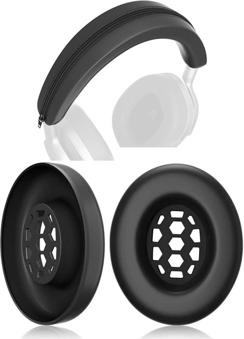 INF Silikon-Ohrpolster und Kopfbügel-Schutz 2-teilig, kompatibel mit Sennheiser MOMENTUM 4 – präziser Sitz, Schutz und Komfort Schwarz