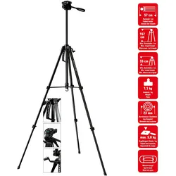 Braun Battery tripod LW 3001S (57-157 cm, 1100 g, 3-way head, max. 5kg, black), Stativ, Schwarz
