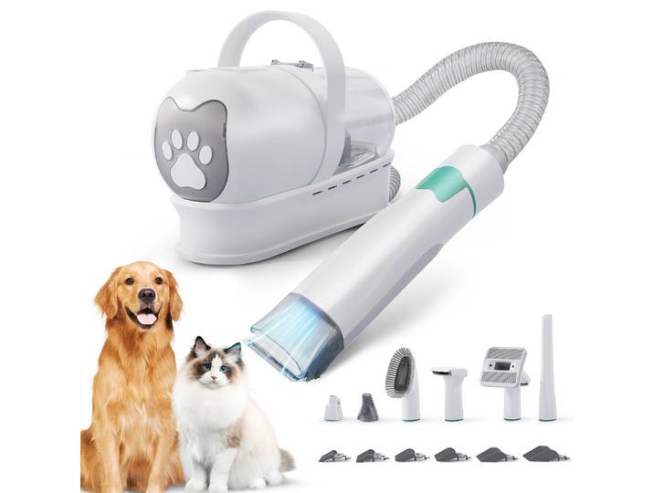 Appareil d'aspiration de cheveux 7 en 1 pour animaux de compagnie, aspirateur pour chat et chien, tondeuse électrique, coupe poussoir, toilettage, rasage, nettoyage