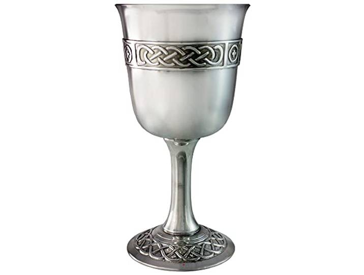 I LUV LTD Kelch Zinn Weinkelch Ausgestellte Lip Celtic Band Verzierten Basis 5