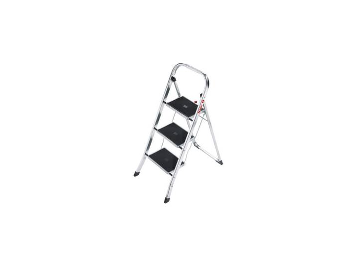 Trittleiter HAILO K30 Standard Line 3 Stufen , silber (silberfarben, schwarz), B:47cm H:69cm L:75cm, Aluminium, Leitern, Trittleiter