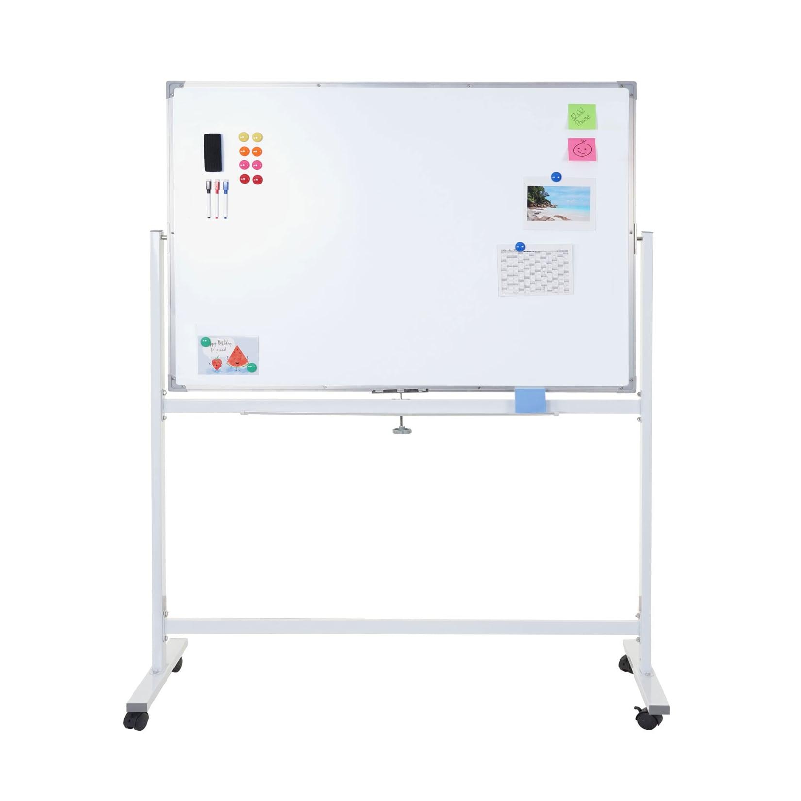 Whiteboard MCW-C85, Magnettafel Memoboard Pinnwand, mobil rollbar inkl. Zubehör ~ 120x90cm