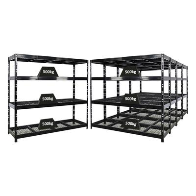 PROREGAL Mega Deal | 5x Profi Schwerlastregal Rhino | HxBxT 180x200x60cm | 4 Gitterrost-Ebenen | Fachlast 500kg | Schwarz