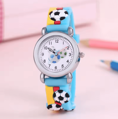 Inspire Essentials Kids Football Cartoon Quartz Watch Fun Learning Style blue