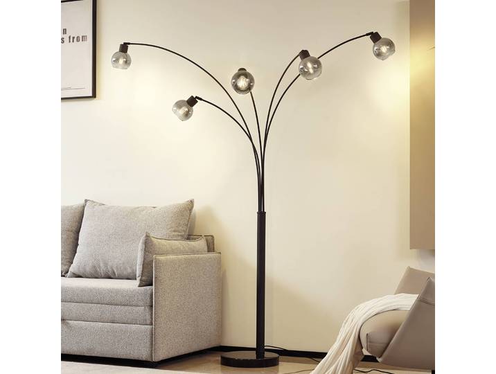 Bogenlampe Braccio Lindby, schwarz, für Wohn- / Esszimmer, Metall, Modern, Stehlampe