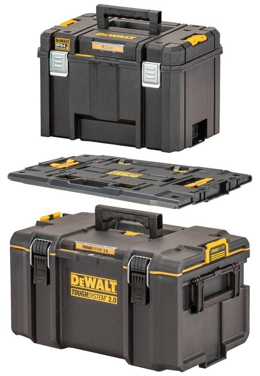 DeWalt ToughSys 2.0 Gereedschapskofferset met adapterplaat: ToughSystem DS400-Box, TSTAK VI diepe gereedschapskist en adapterplaat DWST08017-9