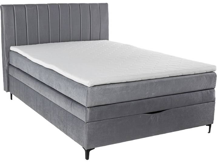 Boxspringbett MAGIC hellgrau 140x200cm halbfest