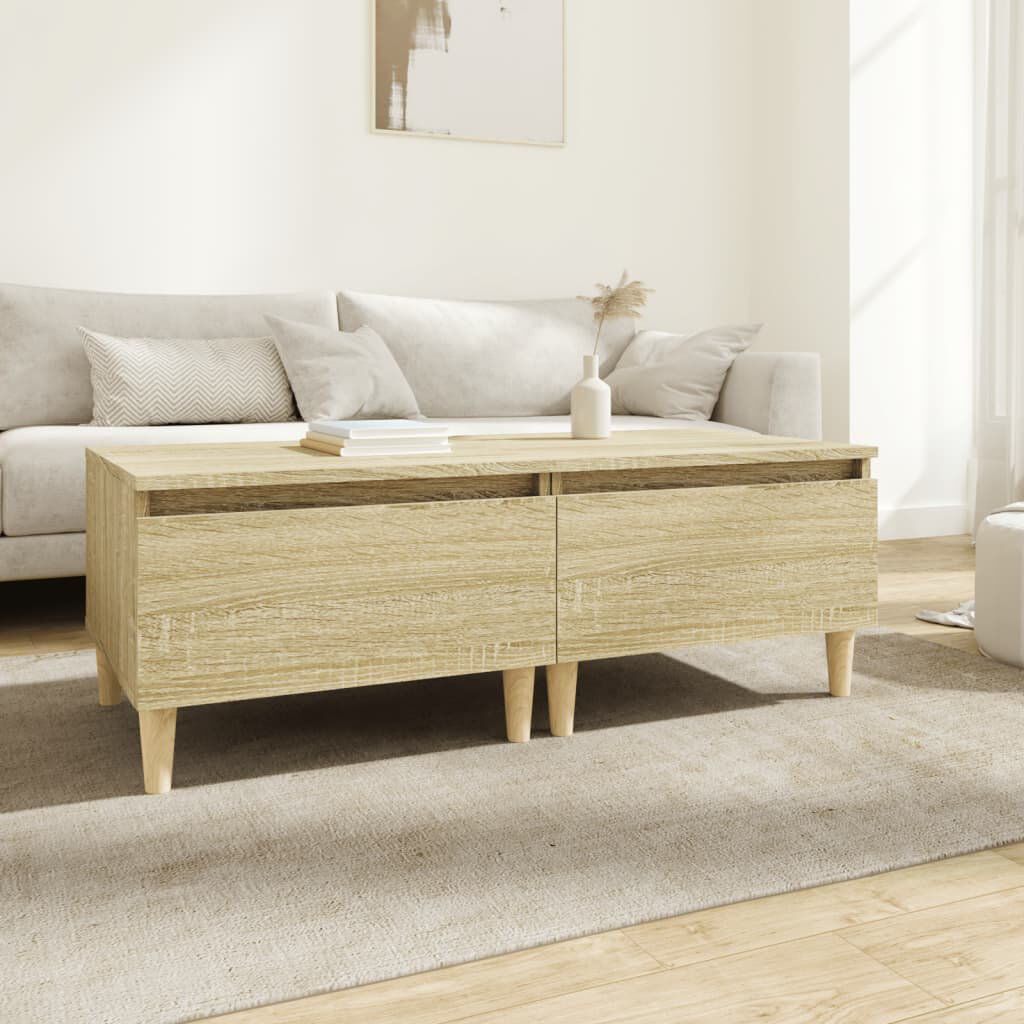 Norden Home Rolande Four Leg Rectangular Side Table Sonoma Oak 35cm H X 50cm W X 46cm D