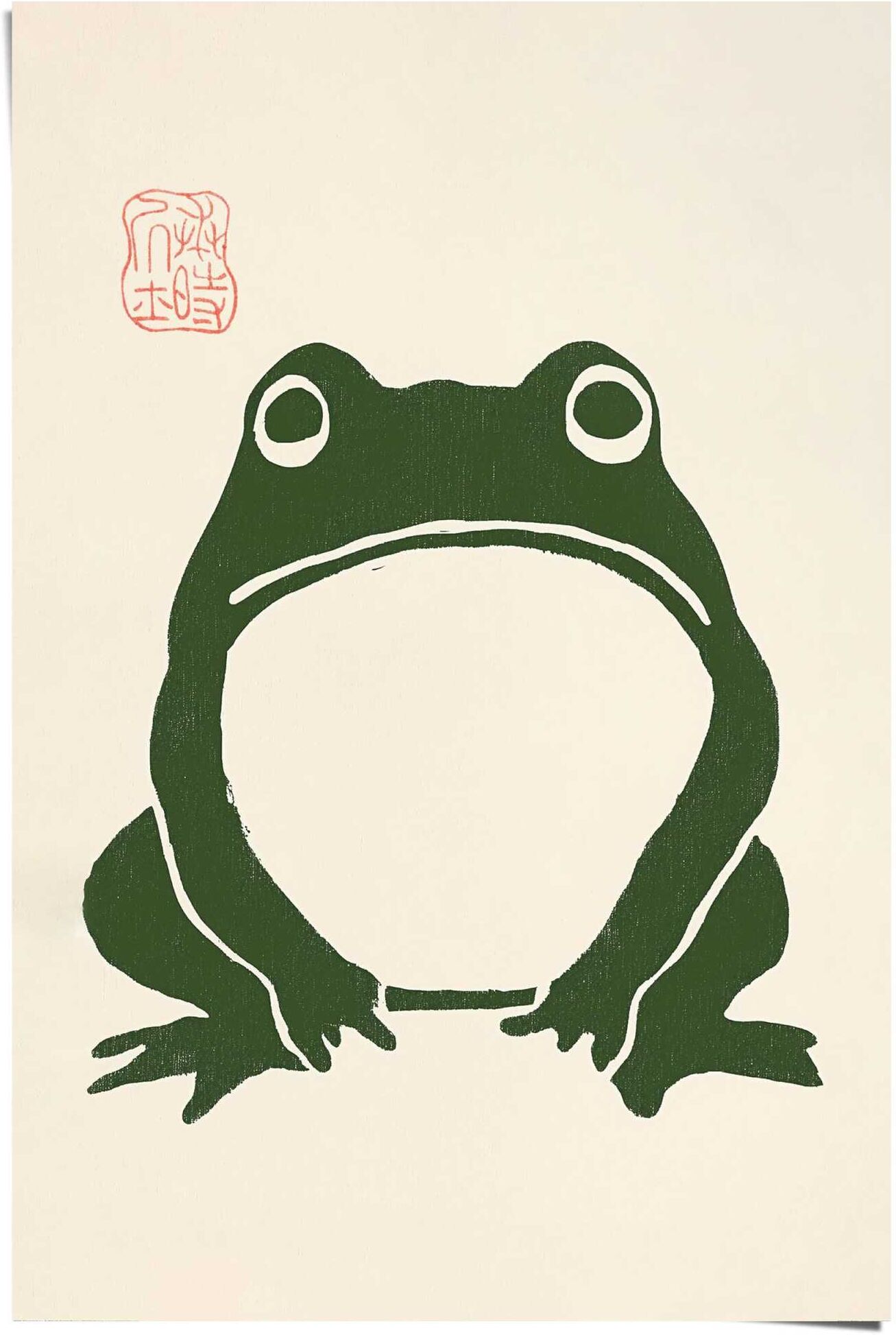 Reinders! Poster REINDERS "Matsumoto Hoji - Frog", grün (farbe bild(er): beige), B:61cm H:91,5cm T:0,1cm, Papier, Bilder, Poster, Wohnzimmer - Beige - Bilderdruckpapier - Berühmte Künstler -61x91,5 cm farbe bild(er): beige B/H/T: 61cm x 91,5cm x 0,1cm, Ge