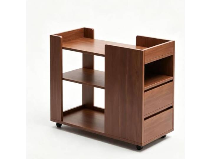 Holzregal, Multifunktionaler Beistelltisch Mit Rollen Offenen Regalen Multifunktionaler Tisch, Nachttisch Aus Holz Mit Rollen Für Wohnzimmer, Schlafzimmer Und Flur(Walnut)