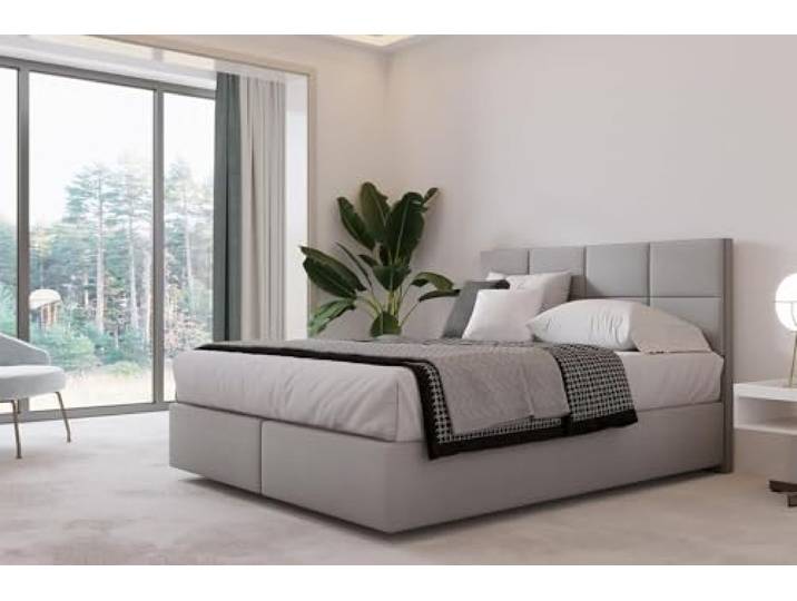 TRADA Boxspringbett 160 x 200 cm mit Pocket & Bonellmatratze, Grau MALLORCA, Sehr Weich Modern Bett ohne Bettkasten