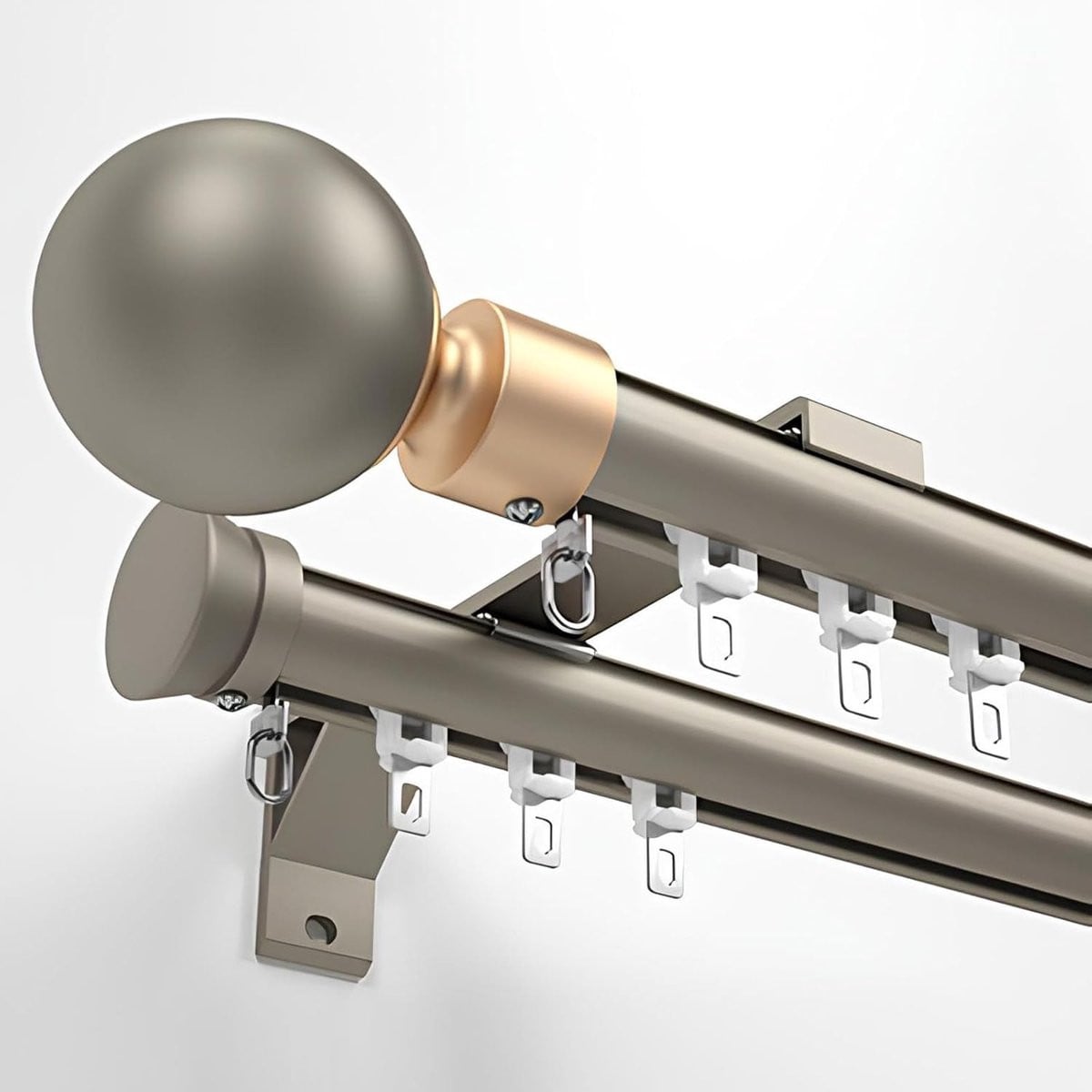Dubbele Gordijnroede Set Champagne - Aluminiumlegering - 600 cm