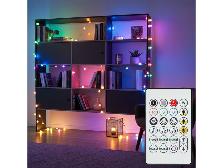 SmartLife LED Lichterkette mit Sprachsteuerung, 50 LEDs, 5 m, Wi-Fi, Android / iOS