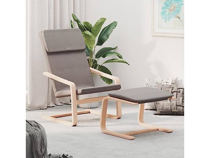 NLQMSU Relaxsessel mit Fußstütze, Taupe, Stoff aus Birkenholz Atmungsaktiv, langlebig, stabiler Rahmen aus massiver Birke, bequeme Polsterung, kompaktes Design, einfache Montage mit