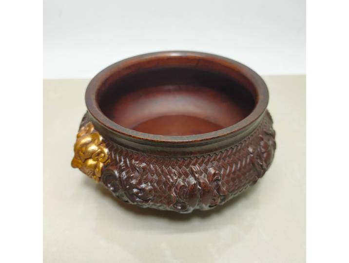 Collection de Bronze Antique, Imitation de laiton, cuivre rouge, or, artisanat Vintage, tête de tigre, huit poêles au trésor, cadeau créatif pour la maison