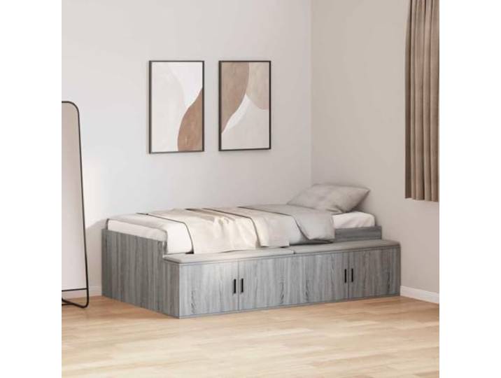 YUTAASU Bettrahmen mit Schubladen Sonoma-Grau 70x190 cm Holzwerkstoff Stauraumbett mit 4 Schubladen, Modernes Design, Robust & Langlebig, Pflegeleicht