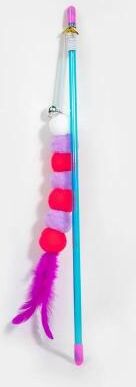 Multicon Wholesale Hub Funny Cat Stick, New Elastic String With Feather Toy, Imitated Furs Bug, Suitable For Cats purple