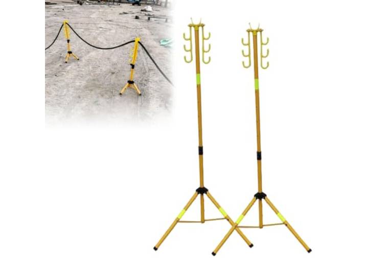 2 Stück Kabelständer für die Baustelle, verstellbares Gestell Teleskopierbare Kabelhalterung für die Baustelle mit 6 Haken für Elektroarbeiten(2m)