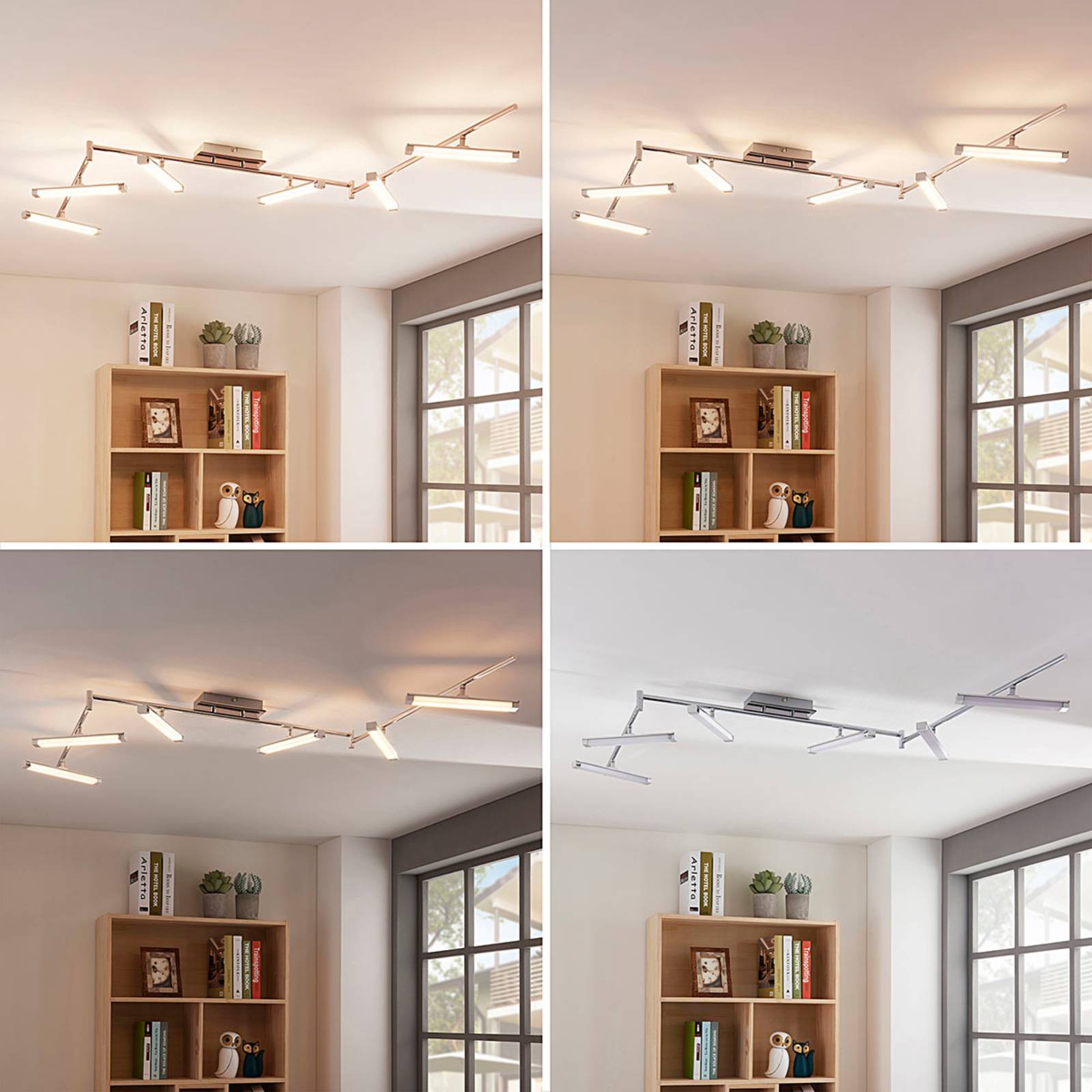 LED Ceiling Light Pilou Lindby, dimmable, Chrome / silver, Kitchen, metal, Modern, Ceiling Light
